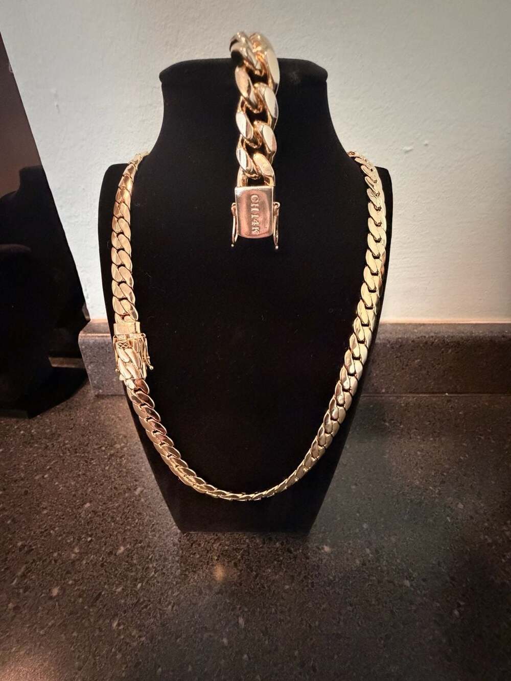12mm Miami Cuban Link Chain and Bracelet Set 14K Gold Filled